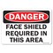 Signmission OSHA Danger Decal, Face Shield 2, 14in X 10in Decal, 14" W, 10" H, Landscape, Face Shield 2 OS-DS-D-1014-L-19358 - alternate 1